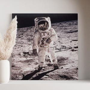 Buzz Aldrin Signature Photo On the Surface of The Moon after Apollo Astronauts Moon Landing Poster