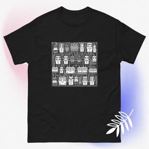 E-Gitarre Effekt Pedale Labyrinth T-Shirt | Unisex | Musiker T-Shirt | Gitarrist Geschenk | Pedalboard Design Shirt | Weiche Baumwolle | Musik Bekleidung