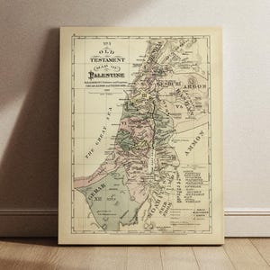 Alttestamentliche Karte von Palästina und Jerusalem | Biblische Heilige Land Geographie Historische Wandkunst | 1881