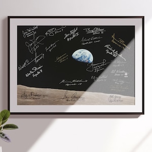 EARTHRISE firmato e con dedica da 21 astronauti - Pezzo unico della storia della NASA e dell'esplorazione spaziale Poster