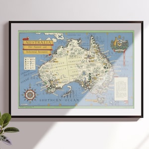 オーストラリア古い地図の絵 オーストラリアのビンテージ地図 - すぐにダウンロードできる