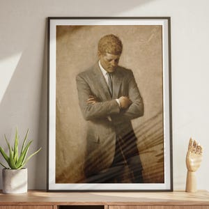 JFK John F Kennedy Official Presidential Portrait Painting Poster