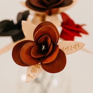Leather Rose with Date and Initial | Leather Rose | Anniversary gifts for him | Anniversary gifts for her | 3rd year anniversary gift