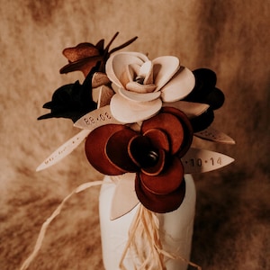 Leather Rose with Date or Initial | Leather Rose | Anniversary gifts for him | Anniversary gifts for her | 3rd year anniversary gift