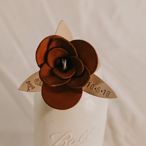 Leather Rose with Date and Initial Anniversary gifts Anniversary gifts for him Anniversary gifts for her 3rd year anniversary gift image 7