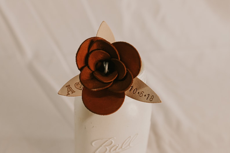 Leather Rose with Date and Initial Anniversary gifts Anniversary gifts for him Anniversary gifts for her 3rd year anniversary gift image 7