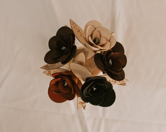 Leather Rose with Date and Initial | Anniversary gifts | Anniversary gifts for him | Anniversary gifts for her | 3rd year anniversary gift