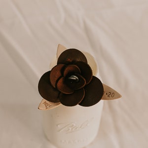 Leather Rose with Date and Initial Anniversary gifts Anniversary gifts for him Anniversary gifts for her 3rd year anniversary gift image 8