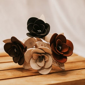 Leather Rose with Date and Initial Anniversary gifts Anniversary gifts for him Anniversary gifts for her 3rd year anniversary gift zdjęcie 9