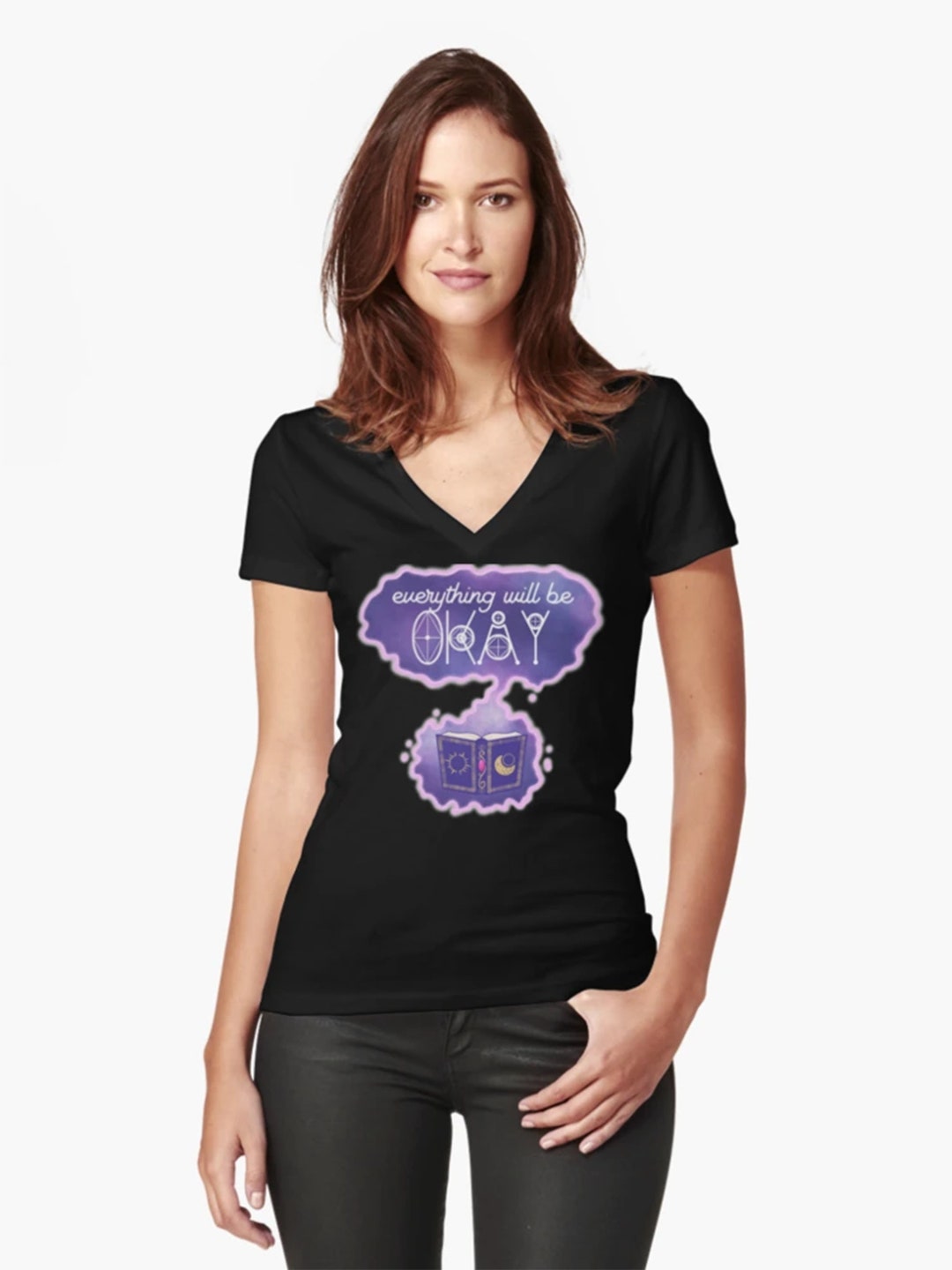 Helluva Boss Stolas and Octavia Grimoire Magic Spell Book Fitted V-neck ...