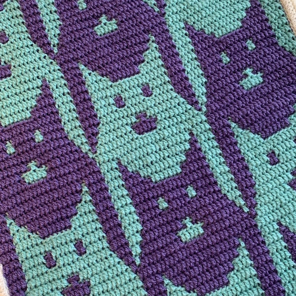 Patrones de crochet de mosaico de gatos pop-art: solo gráficos