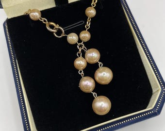 12K Gold FILLED Vintage Faux Pearl Bracelet Estate Jewelry 7”