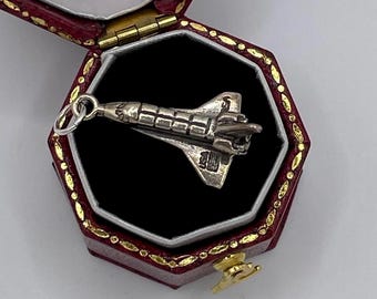 Vintage 925 Sterling Silver Jet Charm Pendant Estate Jewelry