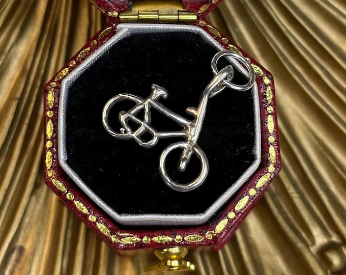 Vintage 925 Sterling Silver Bicycle Charm Pendant Estate Jewelry