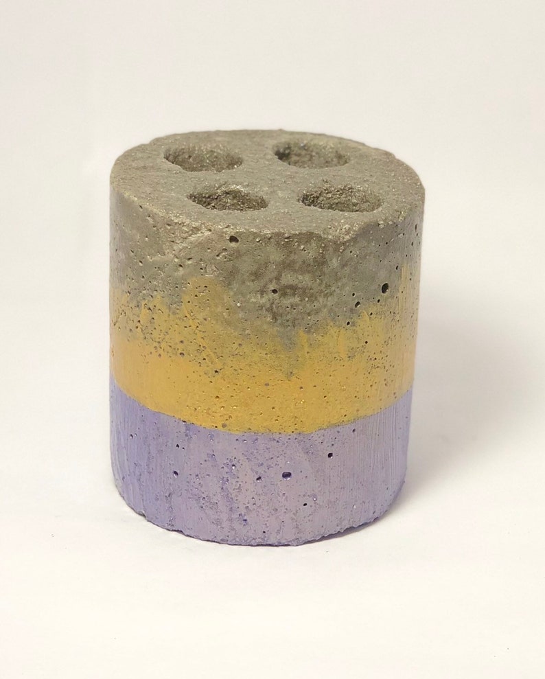 Concrete Metallic Purple /& Gold ToothbrushPaste Holder