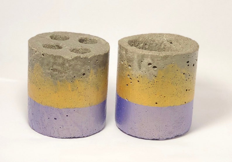 Concrete Metallic Purple /& Gold ToothbrushPaste Holder