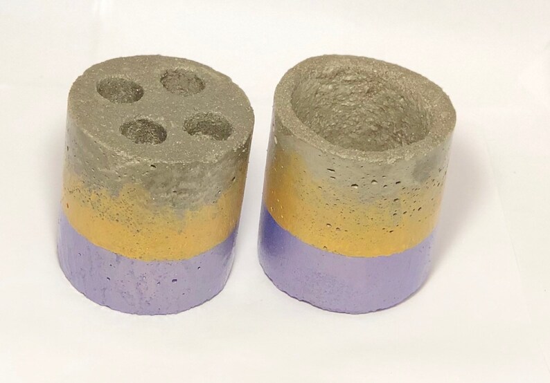 Concrete Metallic Purple /& Gold ToothbrushPaste Holder