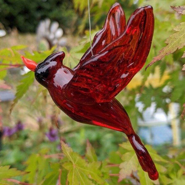 Cremation Glass Cardinal Memorial figurine Ashes, keepsake Glass Memorial, Glass  and Ashes, Memorial Pet