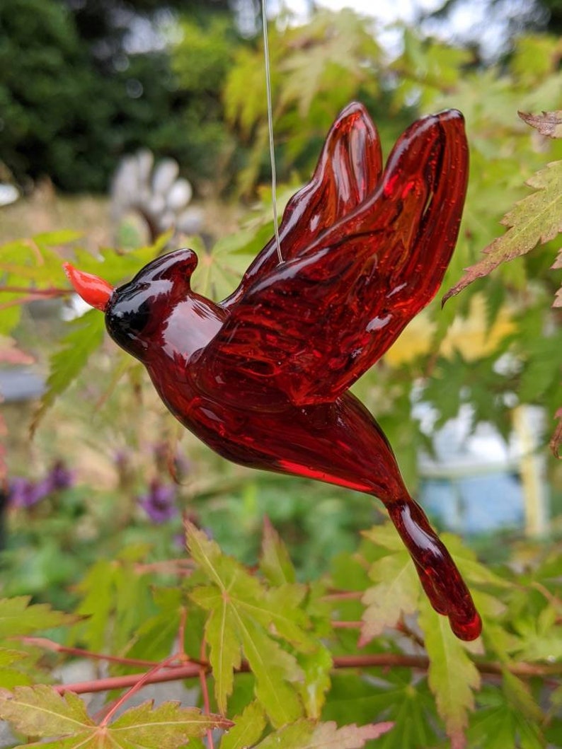 Cremation Glass Cardinal Memorial figurine Ashes keepsake Etsy