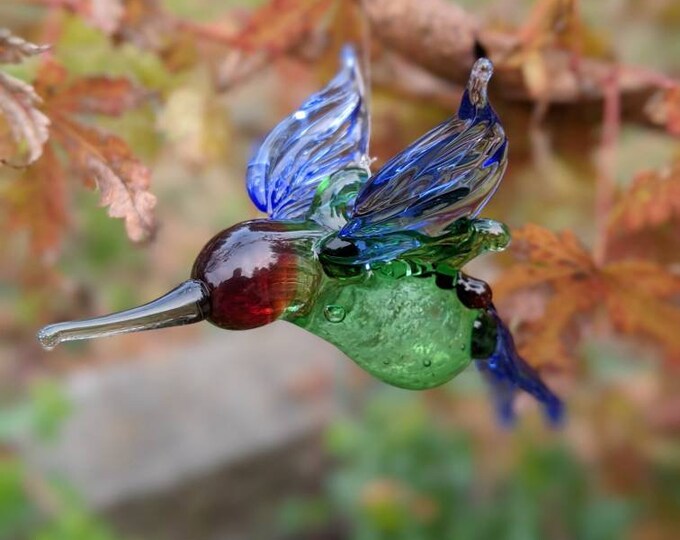 Cremation Glass Hummingbird Memorial Suncatcher Ashes, Keepsake Glass