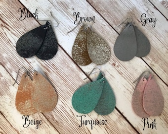 Leather Teardrop Earrings