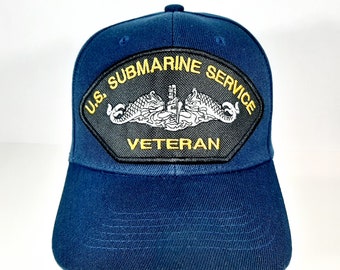 SUBMARINE VETERAN Ball Cap Dolphins Navy Vet Hat Service Desert Sand Khaki U.S