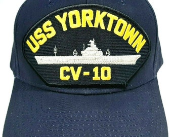 b3326 US Navy WW2 Cap Hat Tally U.S.S Yorktown Aircraft Carrier CV 5 IR31C