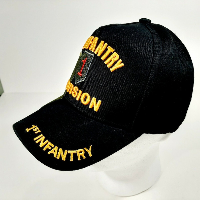 US Army 1st Infantry Division Men/'s Ball Cap Hat Black Acrylic Embroidered