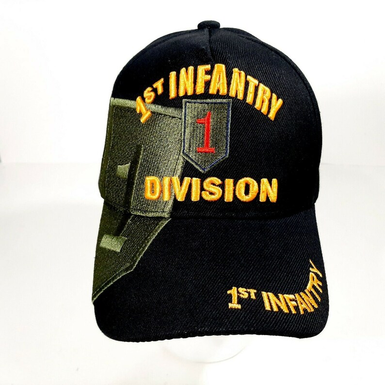 US Army 1st Infantry Division Men/'s Ball Cap Hat Black Acrylic Embroidered
