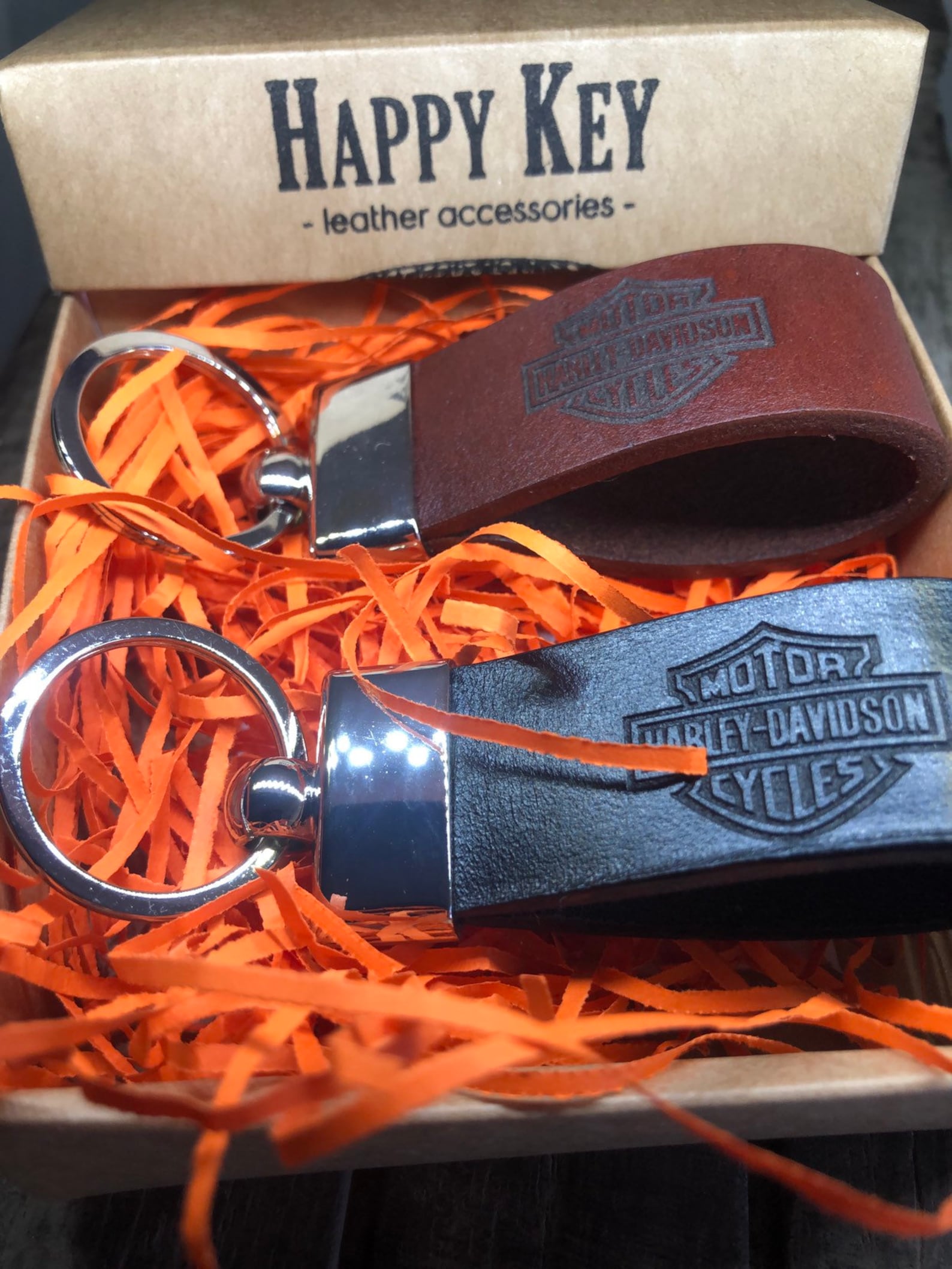 Keychain leather for Harley Davidson motorcycle key Etsy