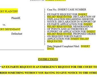 Child Custody Ex Parte Relief