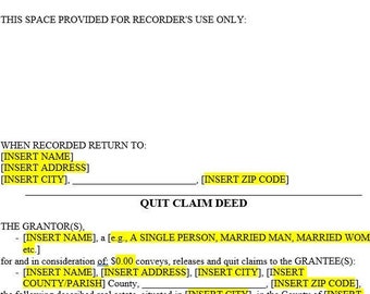 Template Quit Claim Deed