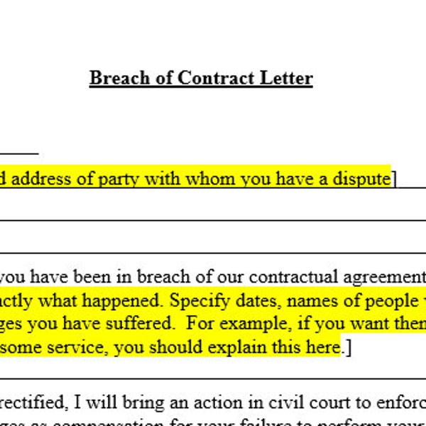 Breach of Contract Template