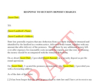 Response to Security Deposit Charges
