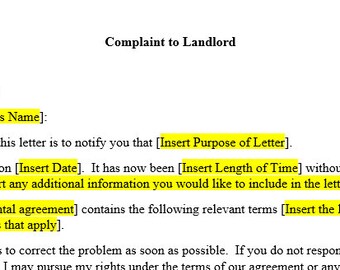 Complaint to Landlord