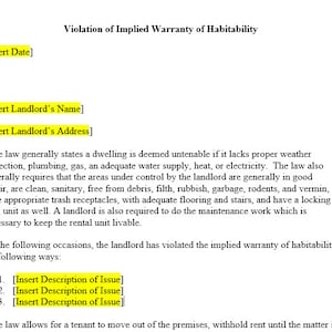 Violation of Implied Warranty of Habitability