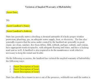 Violation of Implied Warranty of Habitability
