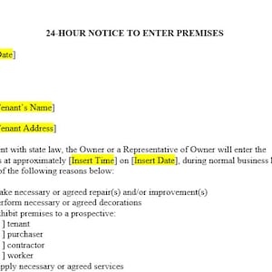 24-Hour Notice to Enter Premises