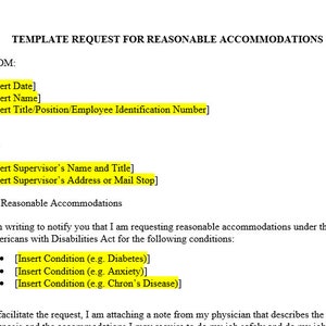 Request for Reasonable Work Accommodations