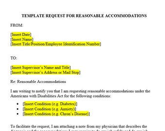 Work Accommodation Request Template (Microsoft Word)