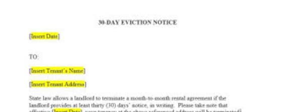30 day notice to vacate etsy