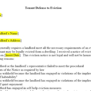 Tenant Defense to Eviction