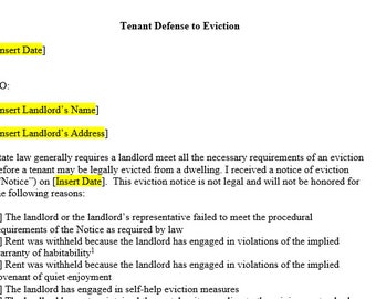 Tenant Defense to Eviction