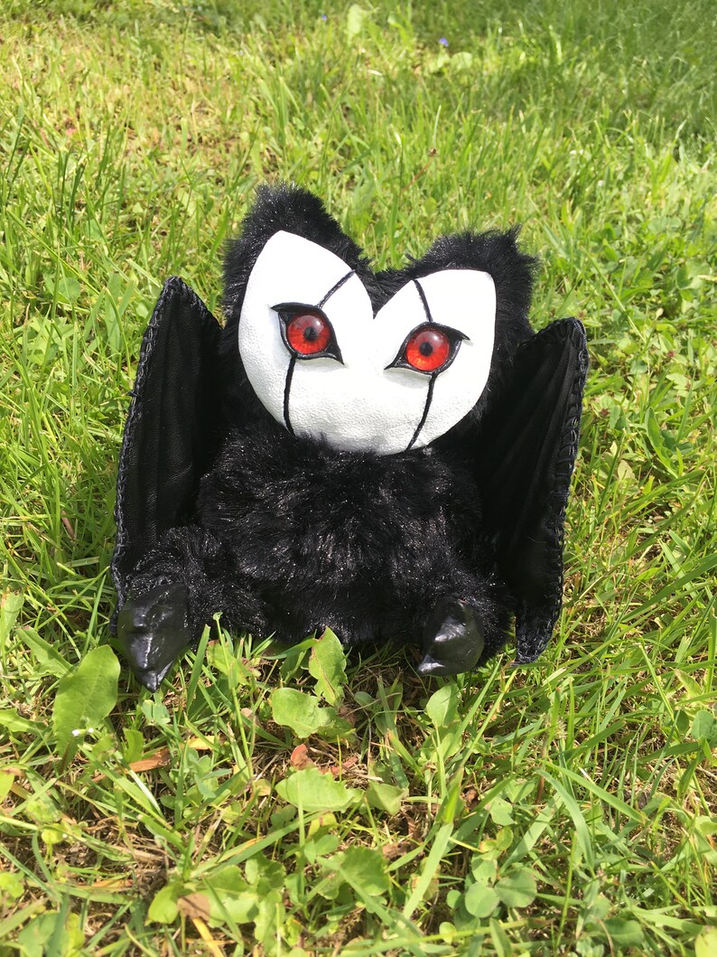 Black Bat Vampire Toy Ooak Doll Red Eyes Plush Toy Fantasy | Etsy