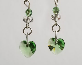Swarovski crystal heart drop earrings