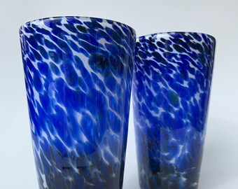 Blue and White Pint Glass