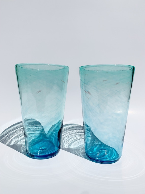 Handmade Transparent Blue Pint Glass - Main Image