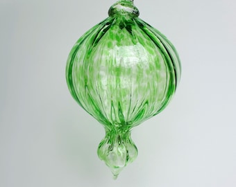 Green Glass Hourglass Ornament