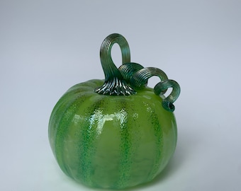 Handblown Green/Teal Pumpkin