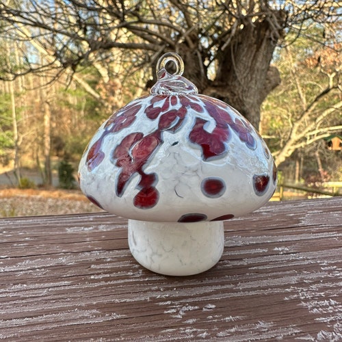Glass Mushroom Ornament Amanita Etsy
